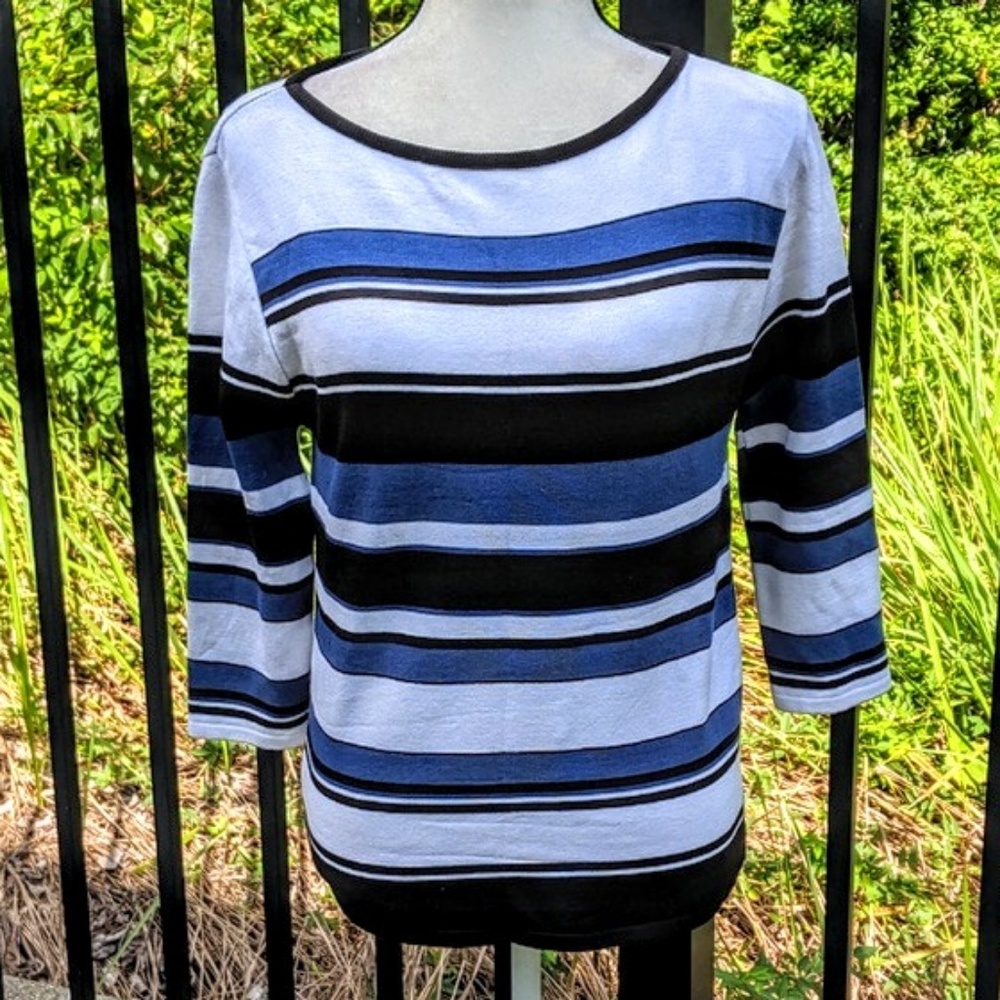 Blue/black and white casual top-NWOT- Sale!